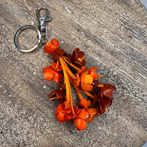 Leather Flower Purse Charm Genuine Leather Bag Charm NEW FAST SHIP - Picture 6 of 6